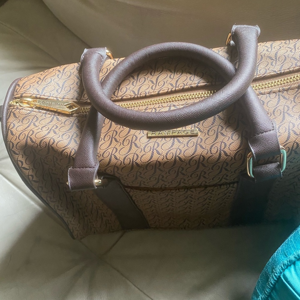 Brown and tan handbag